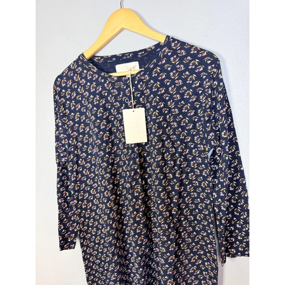 THE GREAT. The Henley Sleep Romper Navy Apron Floral‎ Size 1 Small NWT